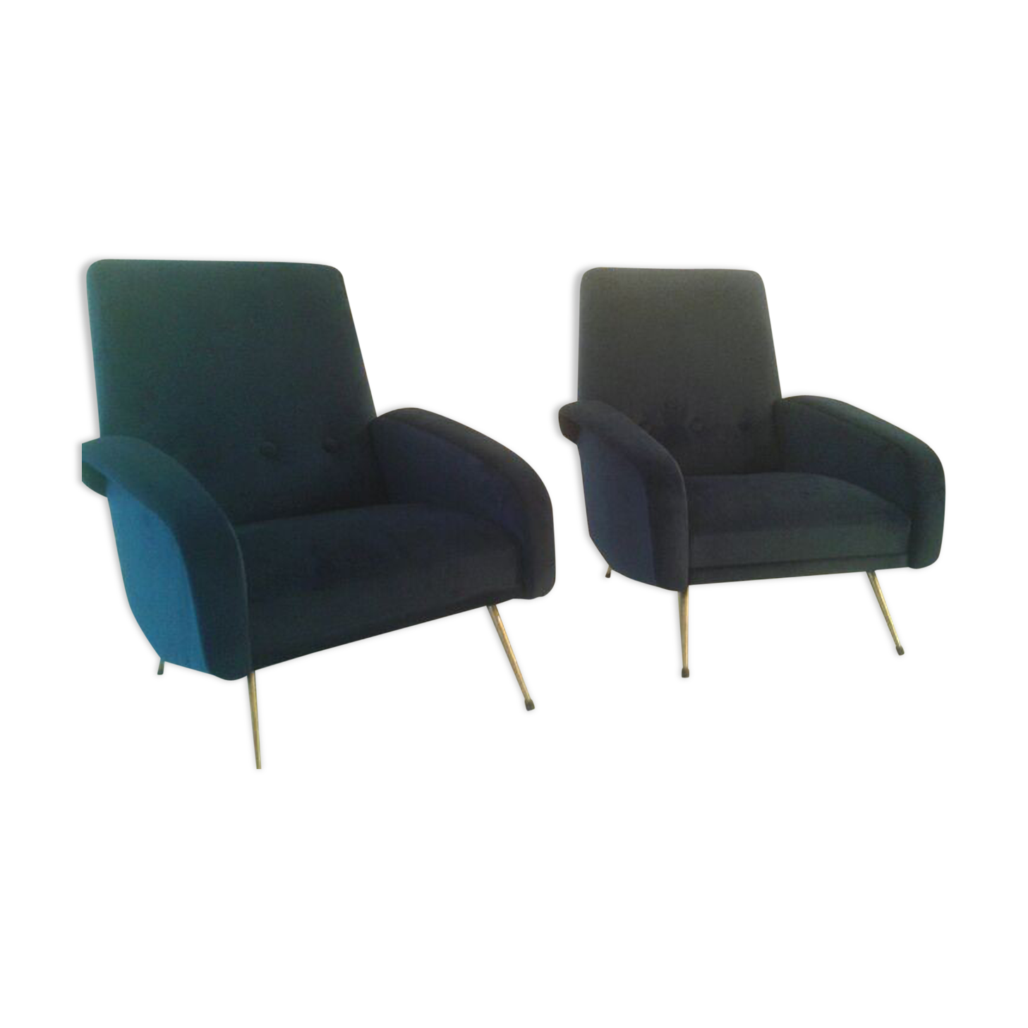 Pair of chairs from the 1950s in blue velvet