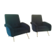 Pair of chairs from the 1950s in blue velvet