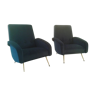 Pair of chairs from the 1950s in blue velvet