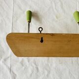 Vintage wooden wall coat rack - 3 hooks
