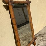 Miroir ancien en bois style bambou