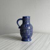 Blue ceramic pitcher