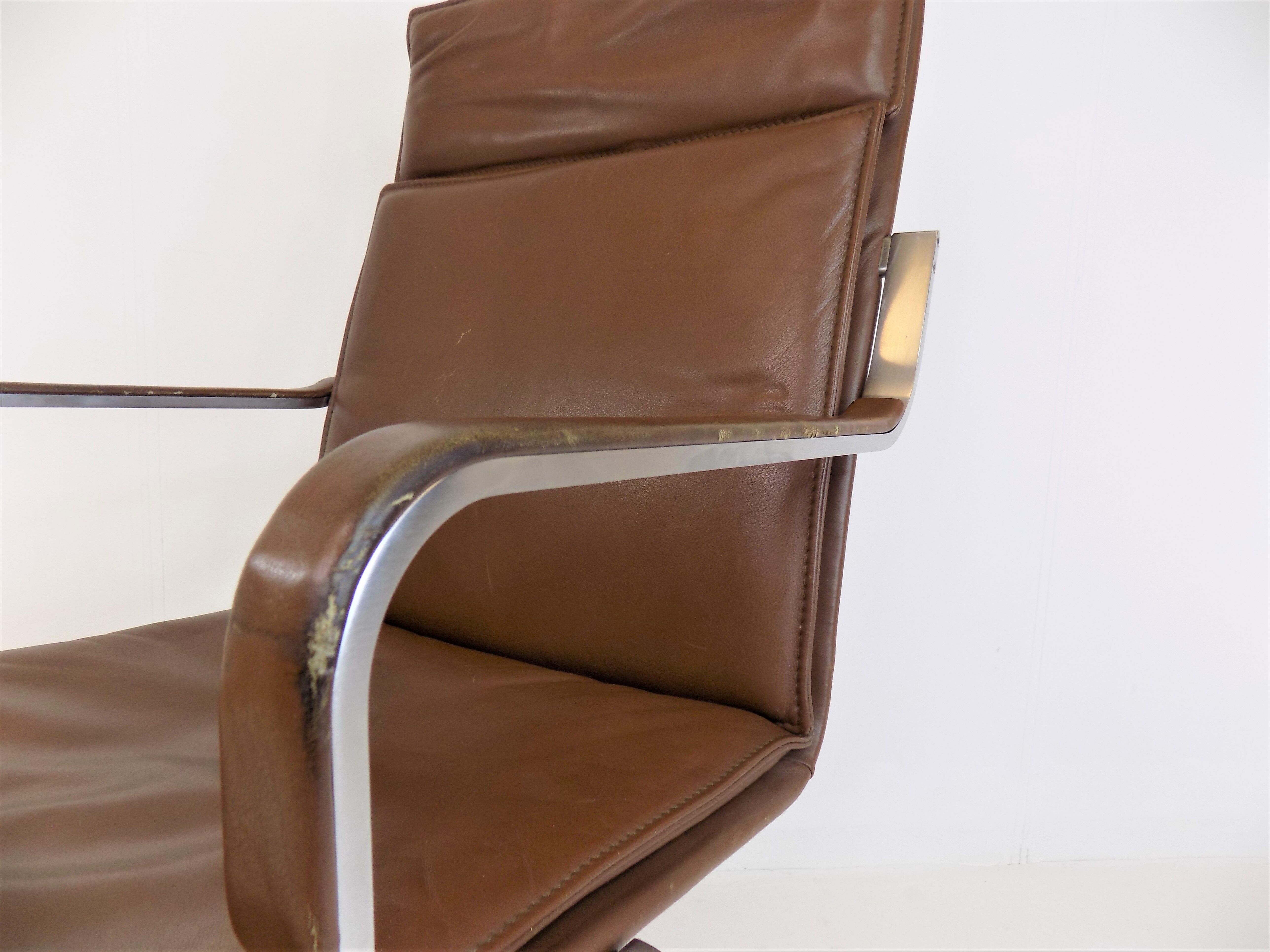 Rudolf Glatzel Leather Office Chair, Knoll