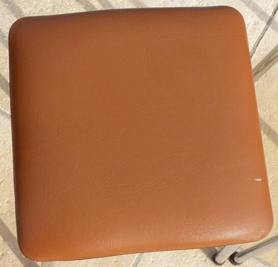2 vintage stools with faux leather tops