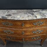 Bordeaux inlaid chest of drawers with marble and bronze ornament