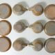 6 vintage stoneware cups with saucers