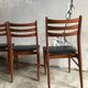 Lot de 4 chaises bois et simili cuir noir, chaise scandinave, chaise bois