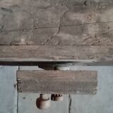 antique workbench with one drawer and two vices
