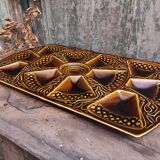 Art Deco French majolica rectangular oyster tray from Sarreguemines