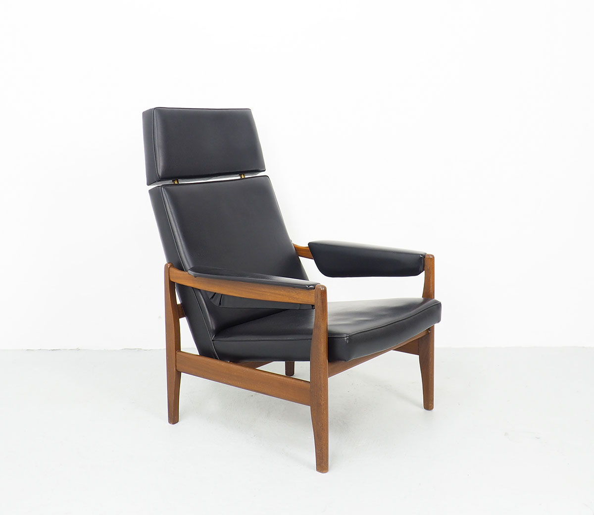 Vintage Dutch Teak High Back Chair, 1960s