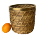 Rattan and brass basket, Italy, 1970s, 16 cm diameter