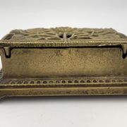 Old brass stamp box, floral decoration - twentieth century