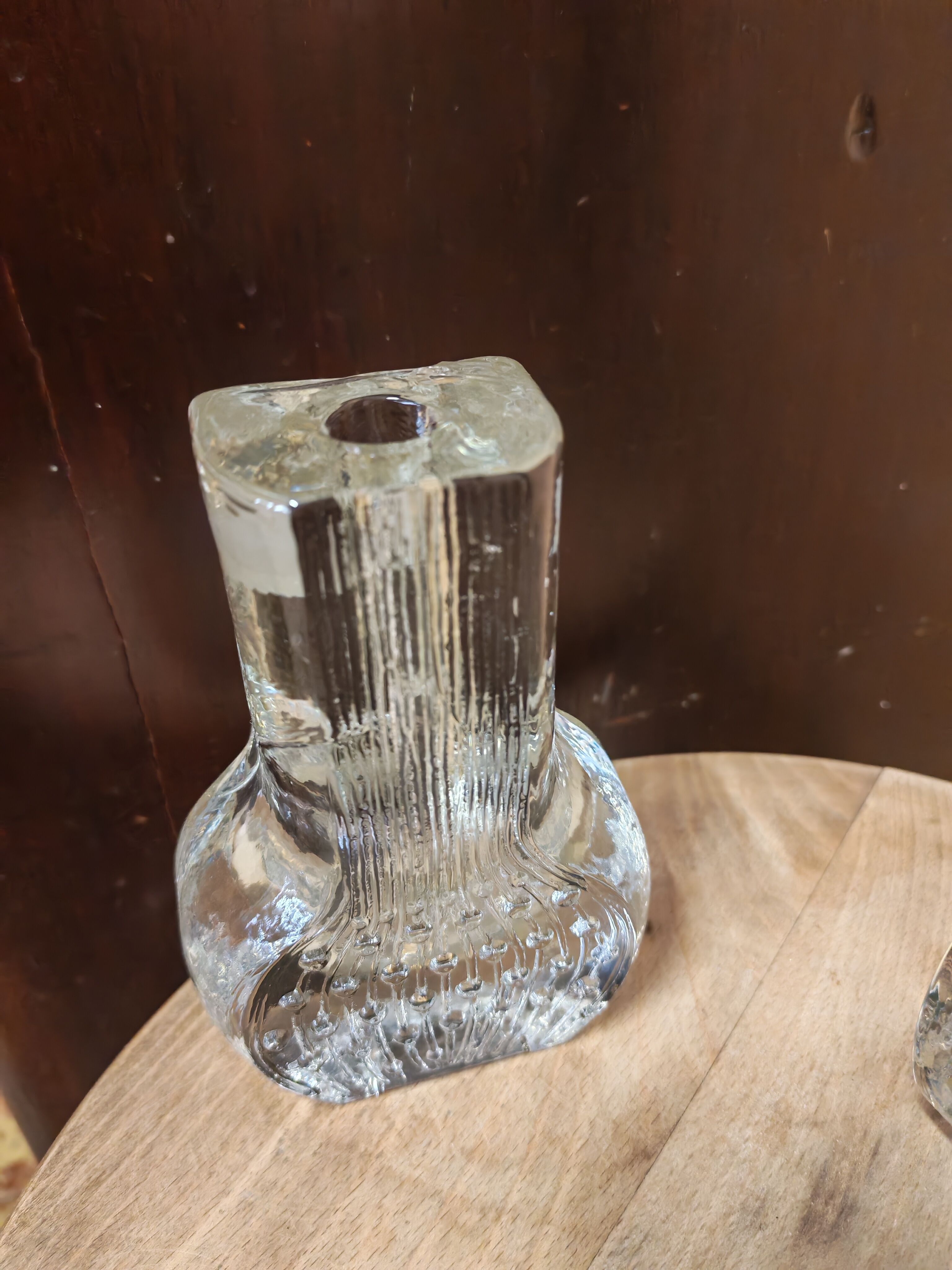 Lot de trois vases soliflores en verre moulé space age Allemagne 1970