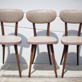 Set of 3 Baumann chairs model 732g2, bistro chair, wooden chair and vinyl fabric, kitchen, retro