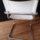 Set of 4 Cantilever Bahaus armchairs in off-white leather, chrome tubular base