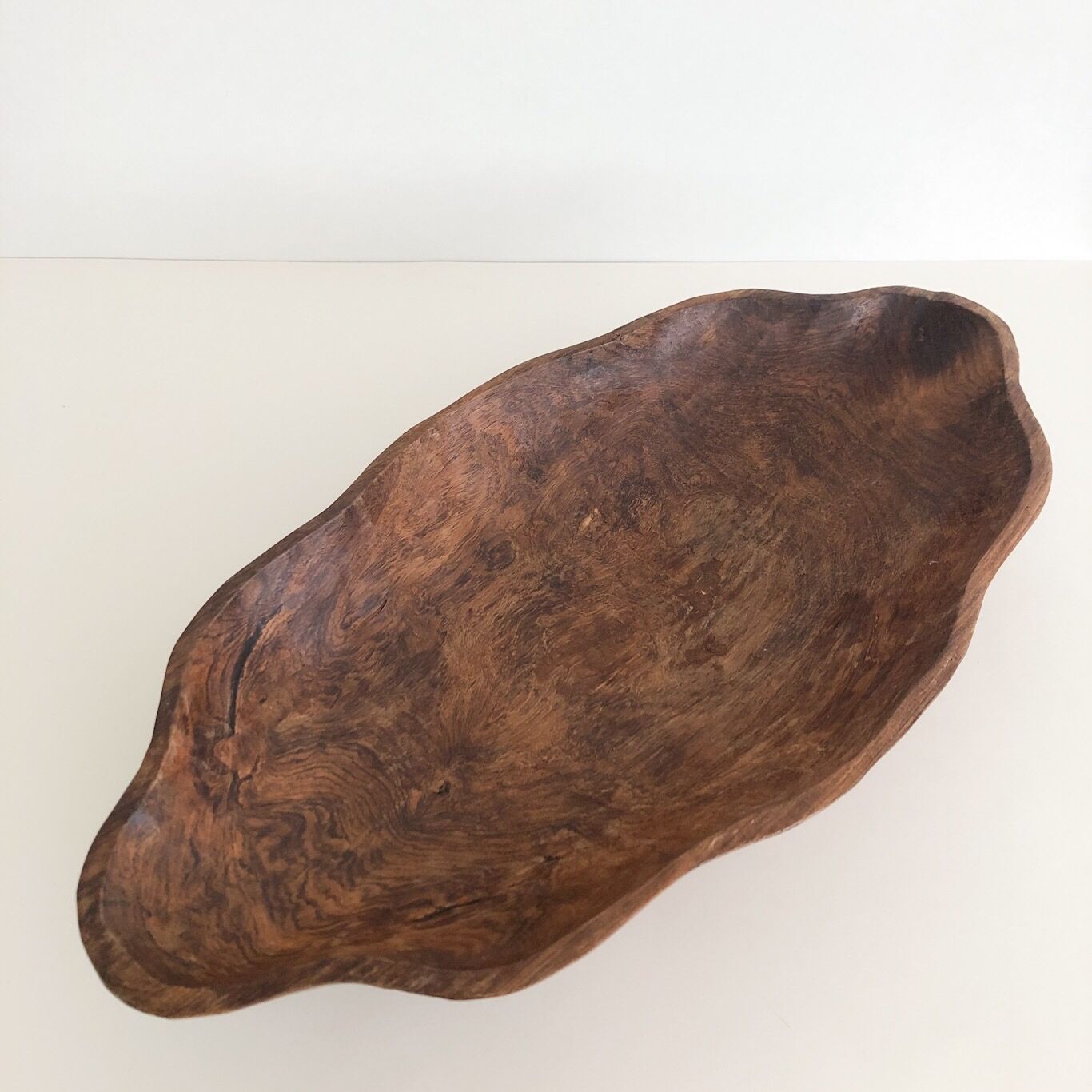 Flat wooden bowl