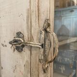 Wall display case in cream lacquered teak