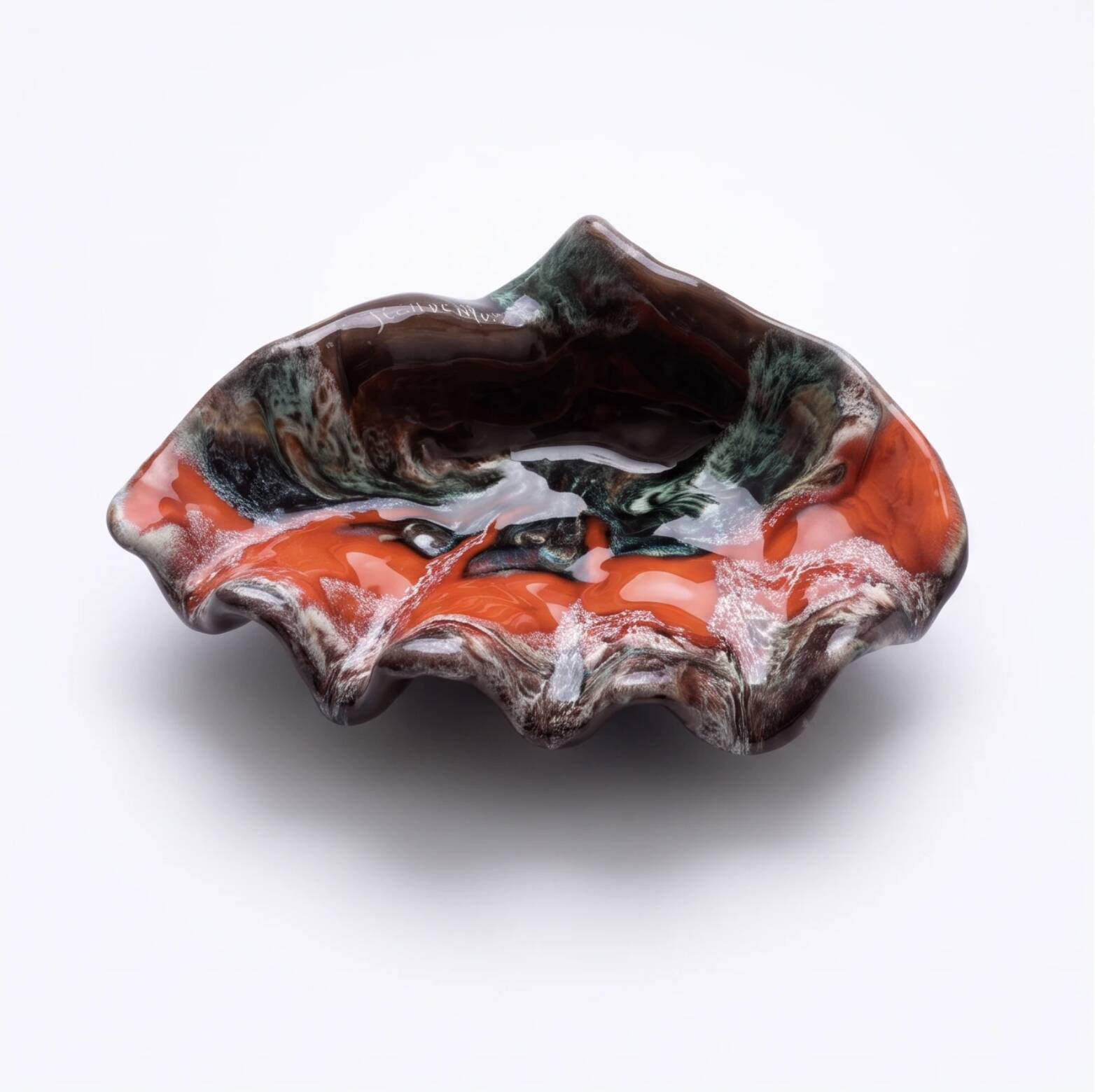 Ceramic ashtray and pocket tray attributed to Vallauris, signed, 1960s.