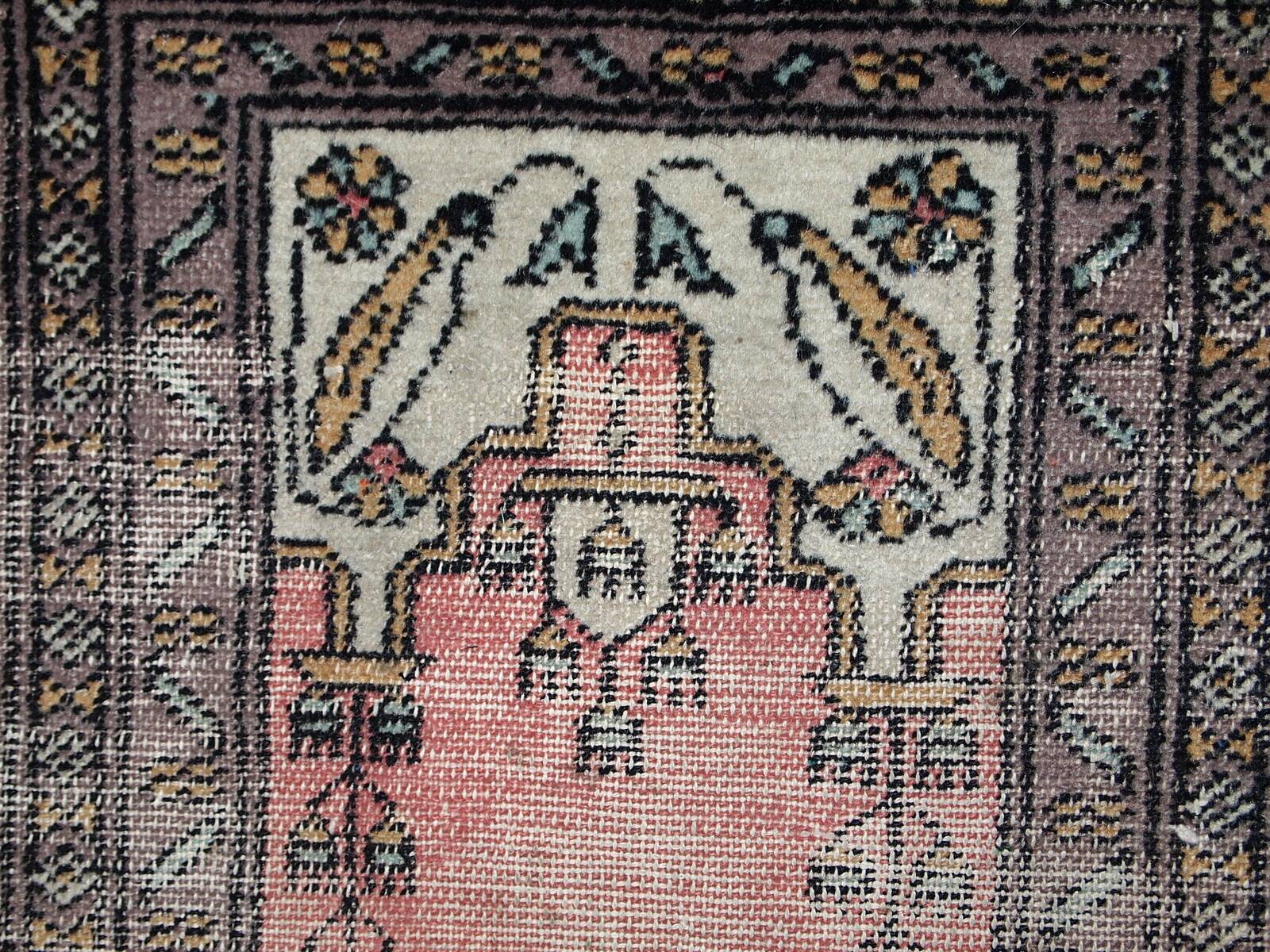 Tapis de Prière Vintage Bukhara en Laine, Années 1950, Pièce Authentique