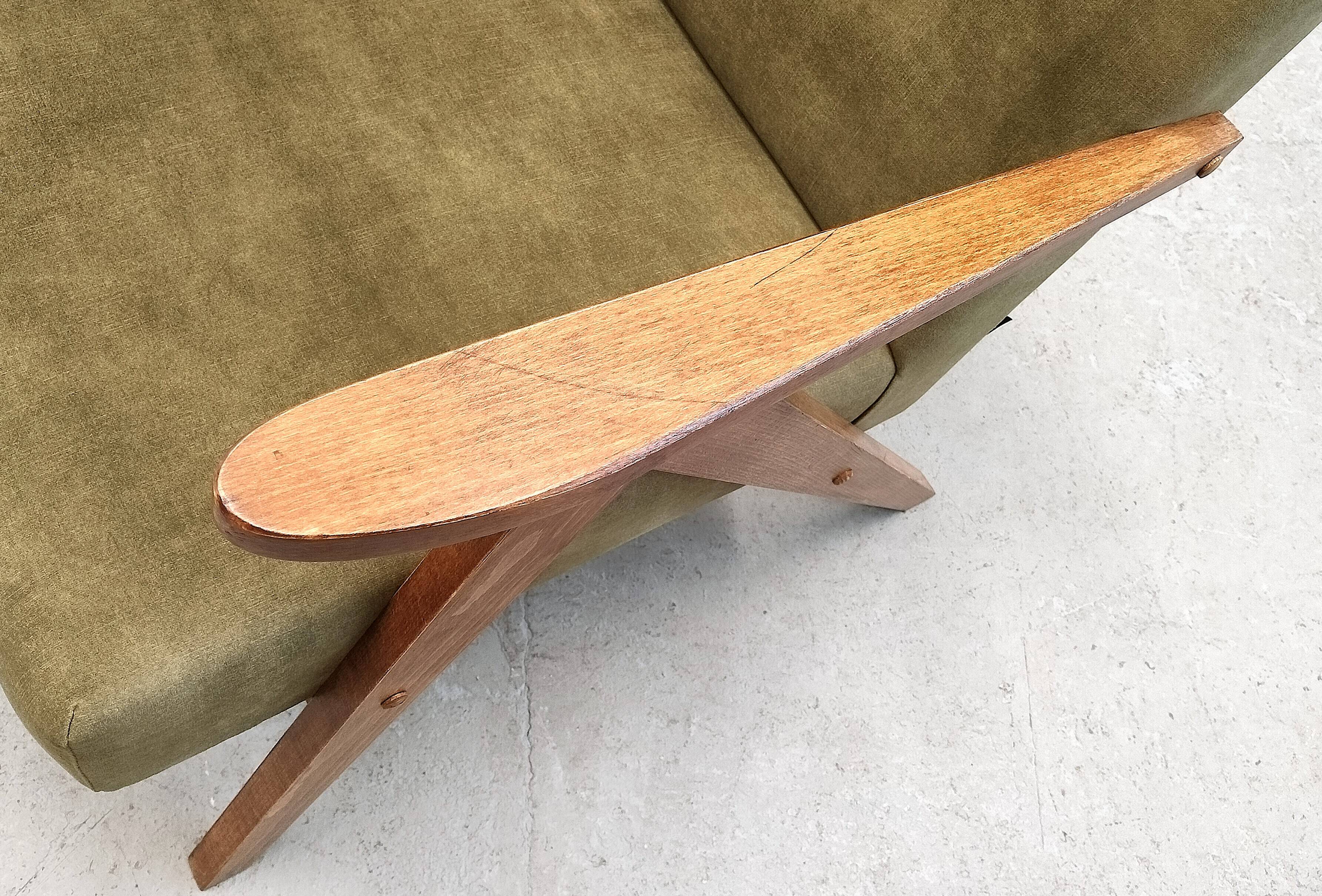 Mid Century Easy Chair Model B - 310 Var in Forest Green Velvet