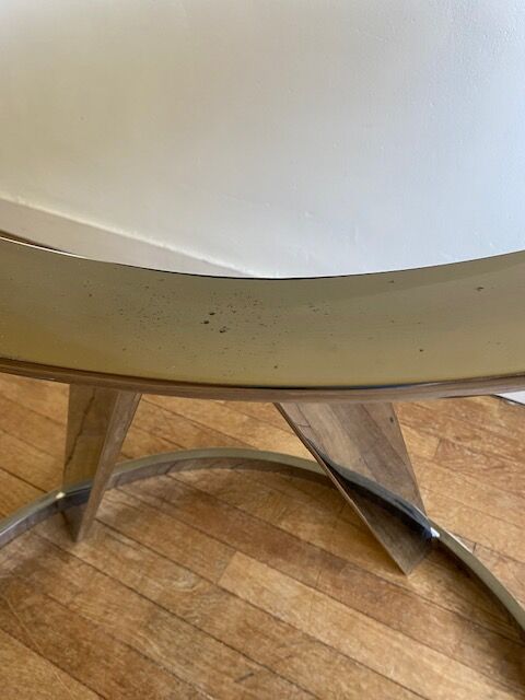 Round table vintage smoked glass 1970