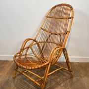 Paire de fauteuils design en rotin