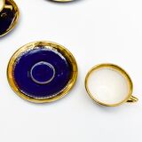 Coffee service Kréma Lafitte Asnières porcelain gold blue ⋆ Brocante Chic
