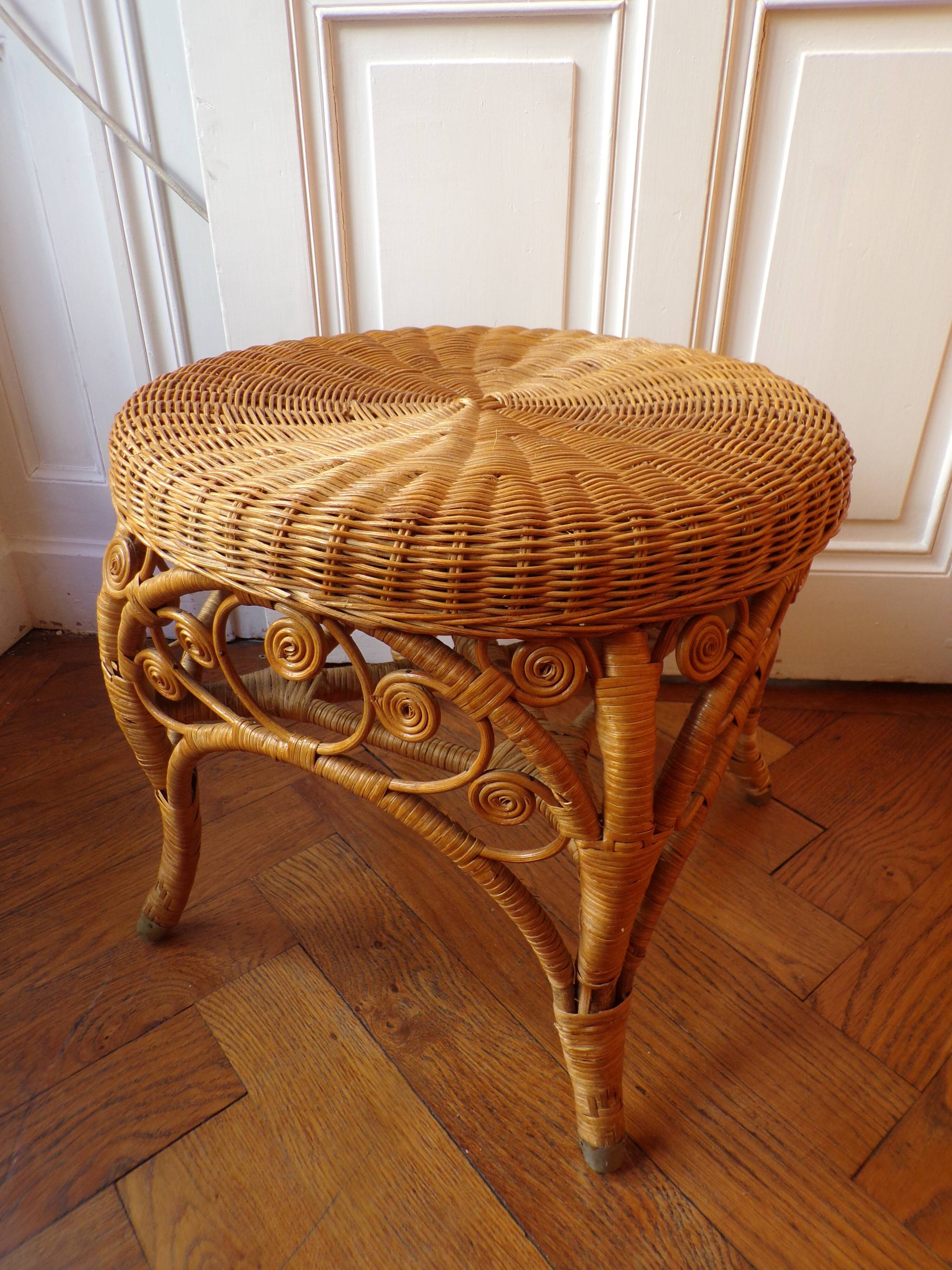 Stool or small table rattan peacock