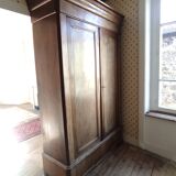 Old wardrobe Louis Philippe 2 doors 19th century 1 drawer shelves