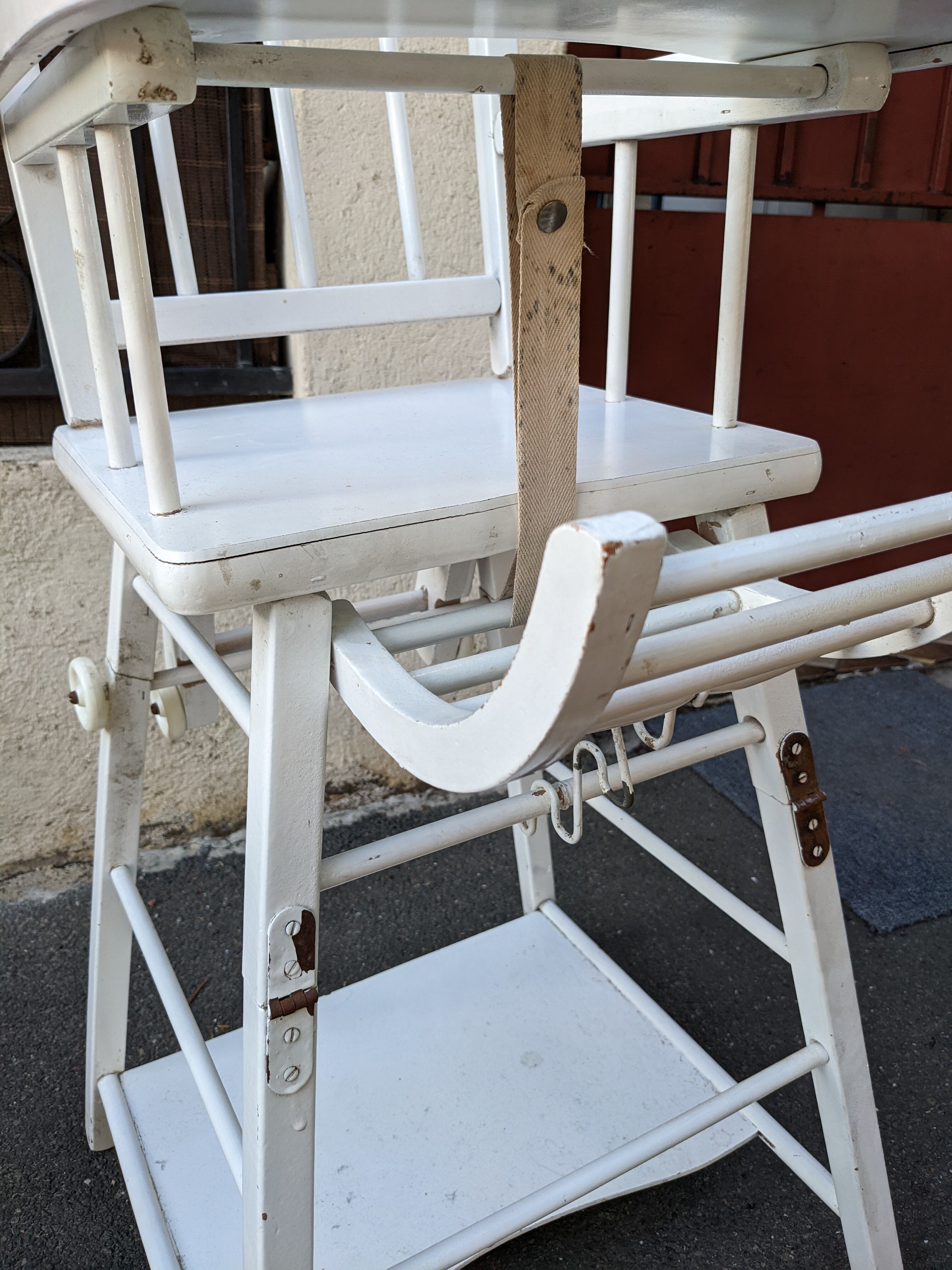 Baby chair high chair made of vintage wood
