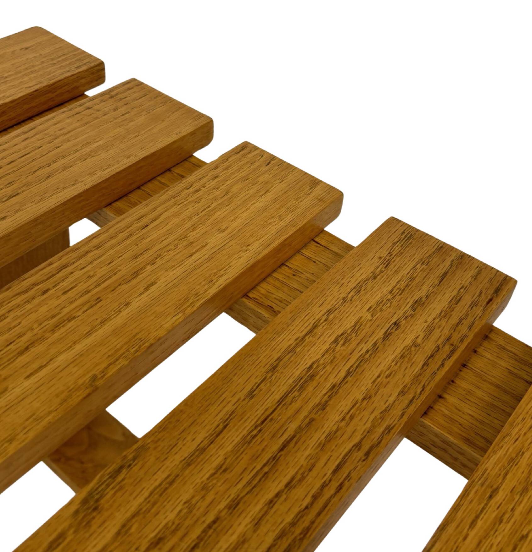 Vintage 1970s coffee table/side table, white oak slats slatted design