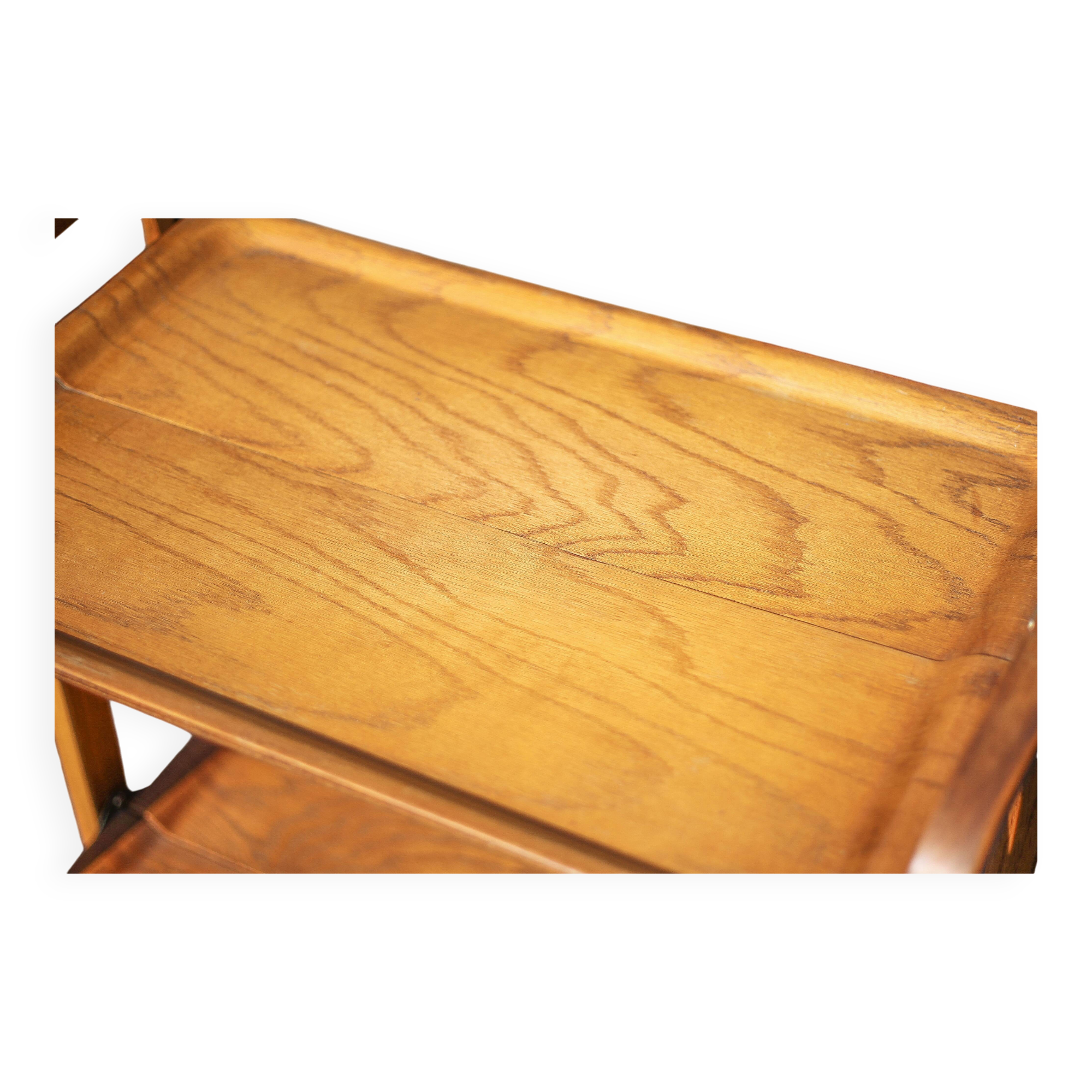 Vintage serving trolley, folding trolley, thermoformed wooden serving trolley