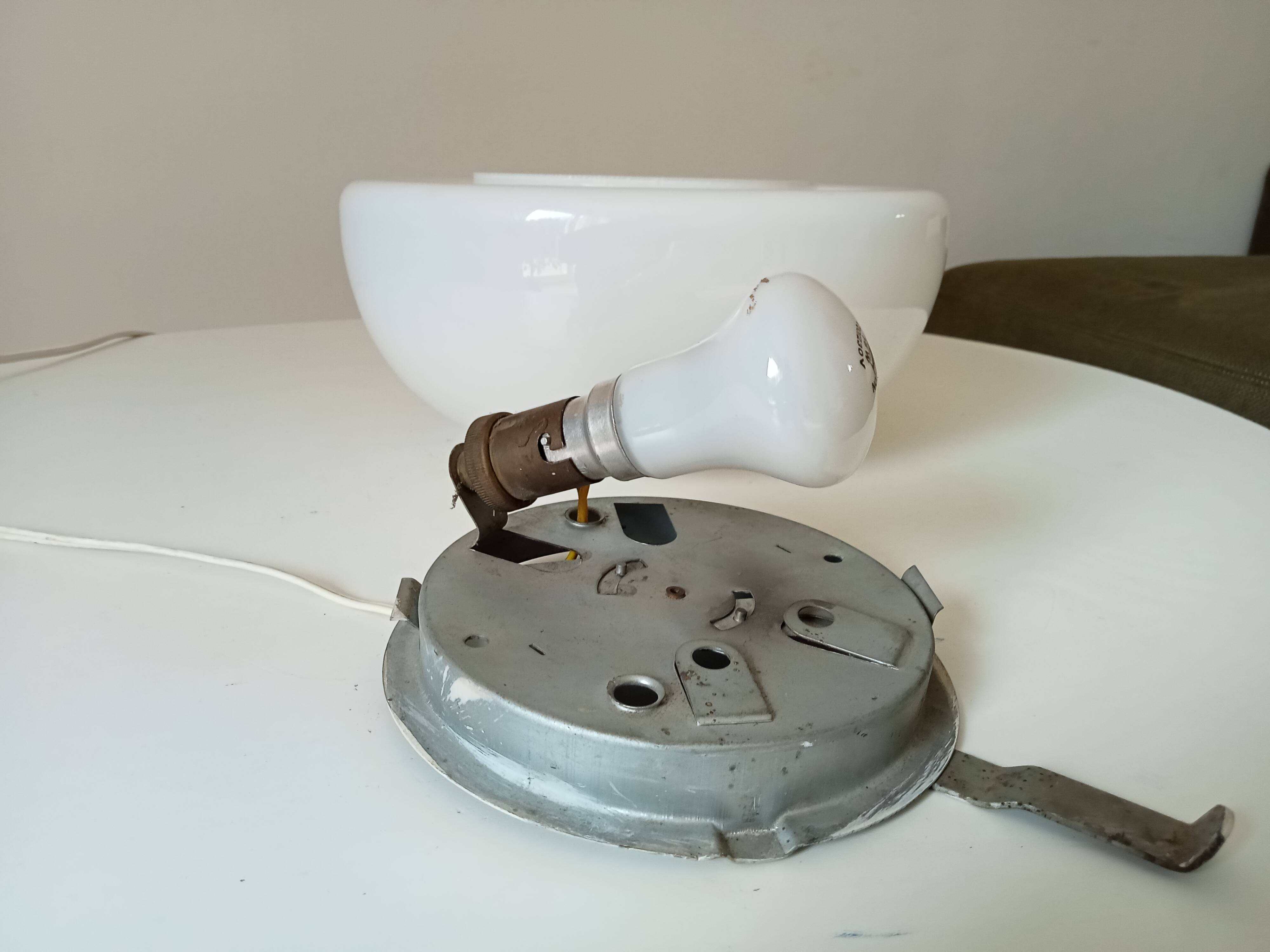 Vintage opaline dome ceiling light from the 60s