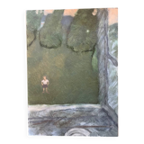 Painting of a child in a 20th century garden