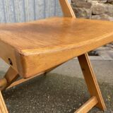 6 folding wooden bistro terrace cafe chairs 60's