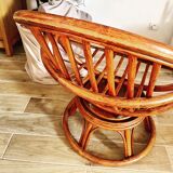 Swivel rattan armchair