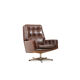 Danish swivel lounge chair in brown leather