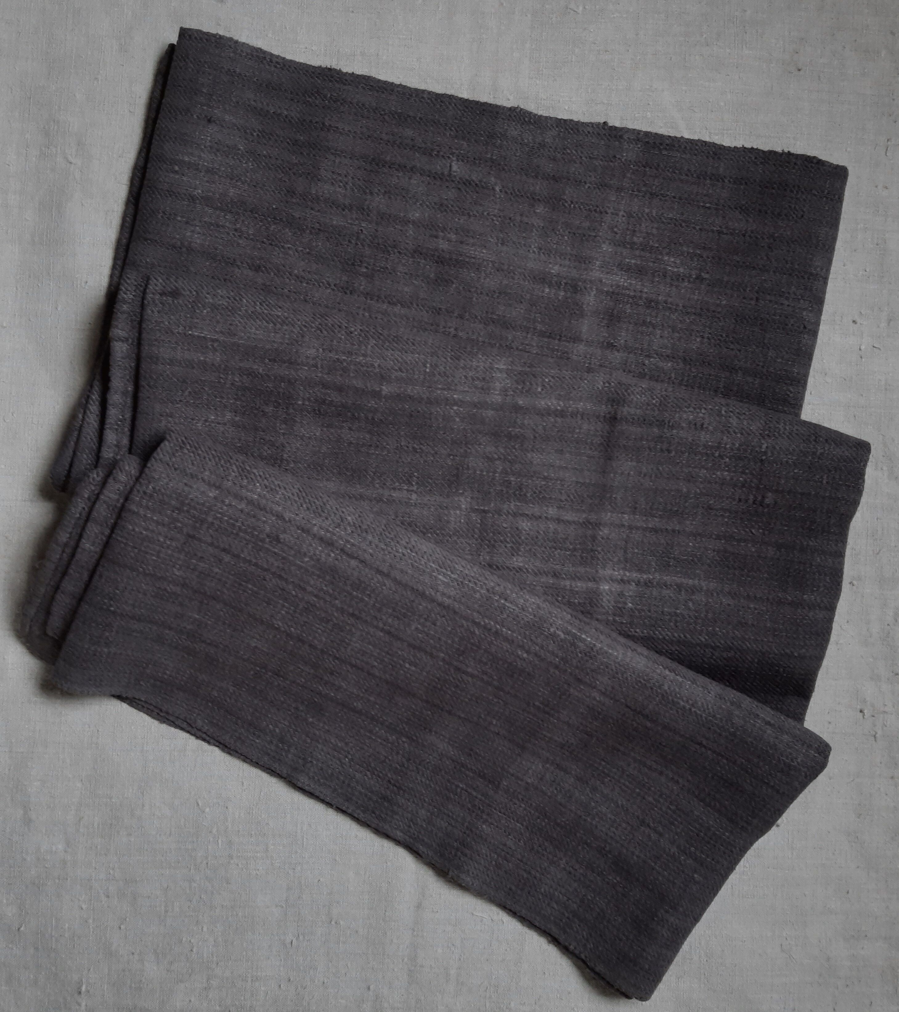 Old hemp tablecloth dyed in dark grey