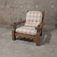 Vintage solid wood living room with plaid cushions