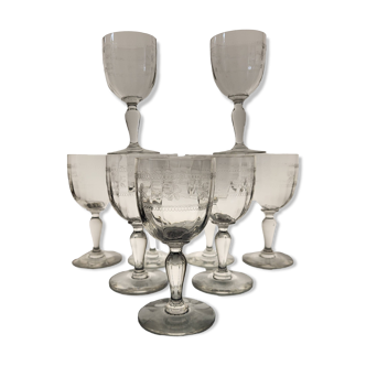9 water/wine glasses Late 19th century - Early 20th century