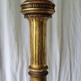 Golden wood floor lamp