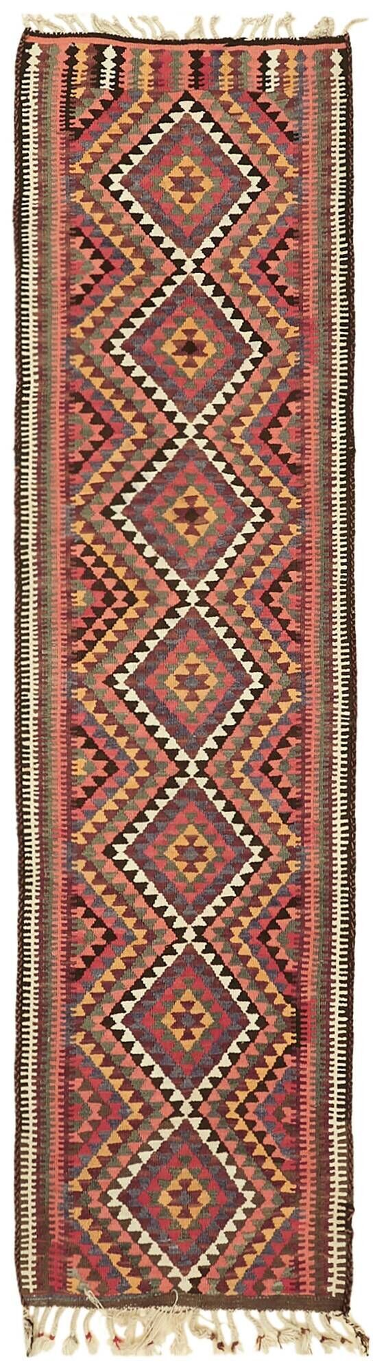 Turkish Handwoven Vintage Herki Kilim 84 cm x 368 cm