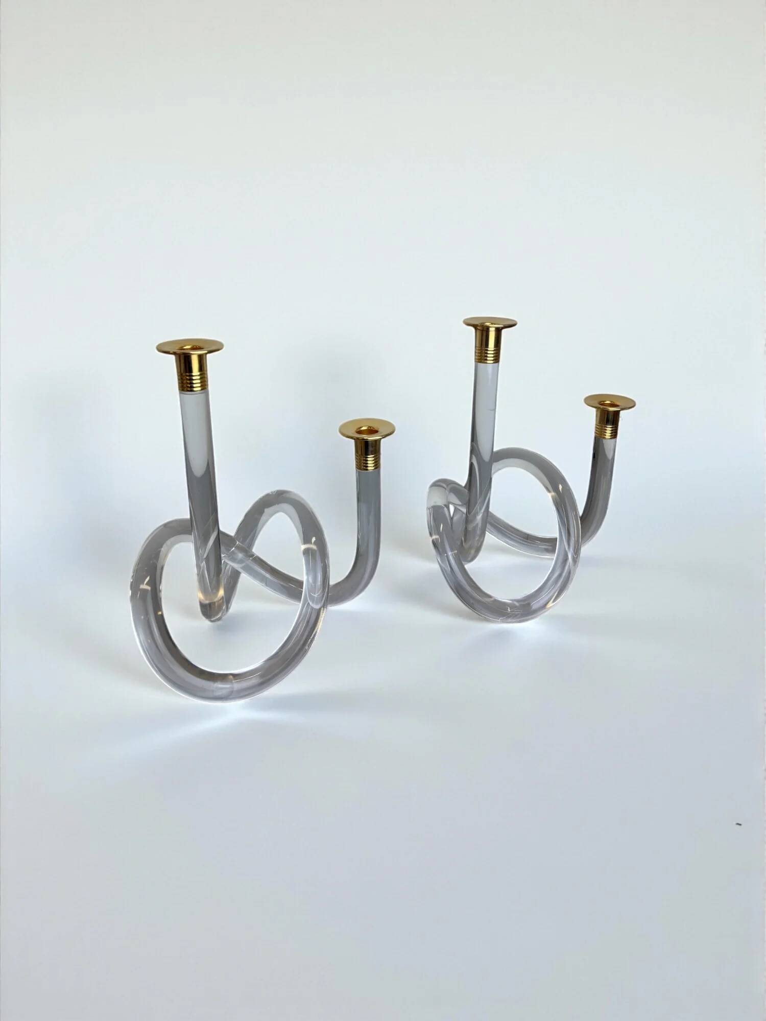 Pair of pretzel candlesticks by Dorothy Thorpe, circa 1970s