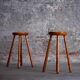 Pair of beech counter stools, 1960