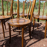 Lot of 8 Art Deco bistro chairs seated screen-printed