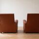 Pair of vintage brown leather club chairs