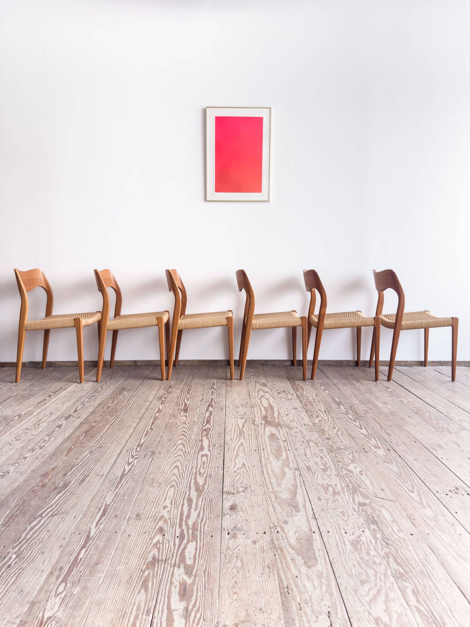 Set of 6 #71 teak chairs by Niels O. Møller, JL. Moller Mid Century