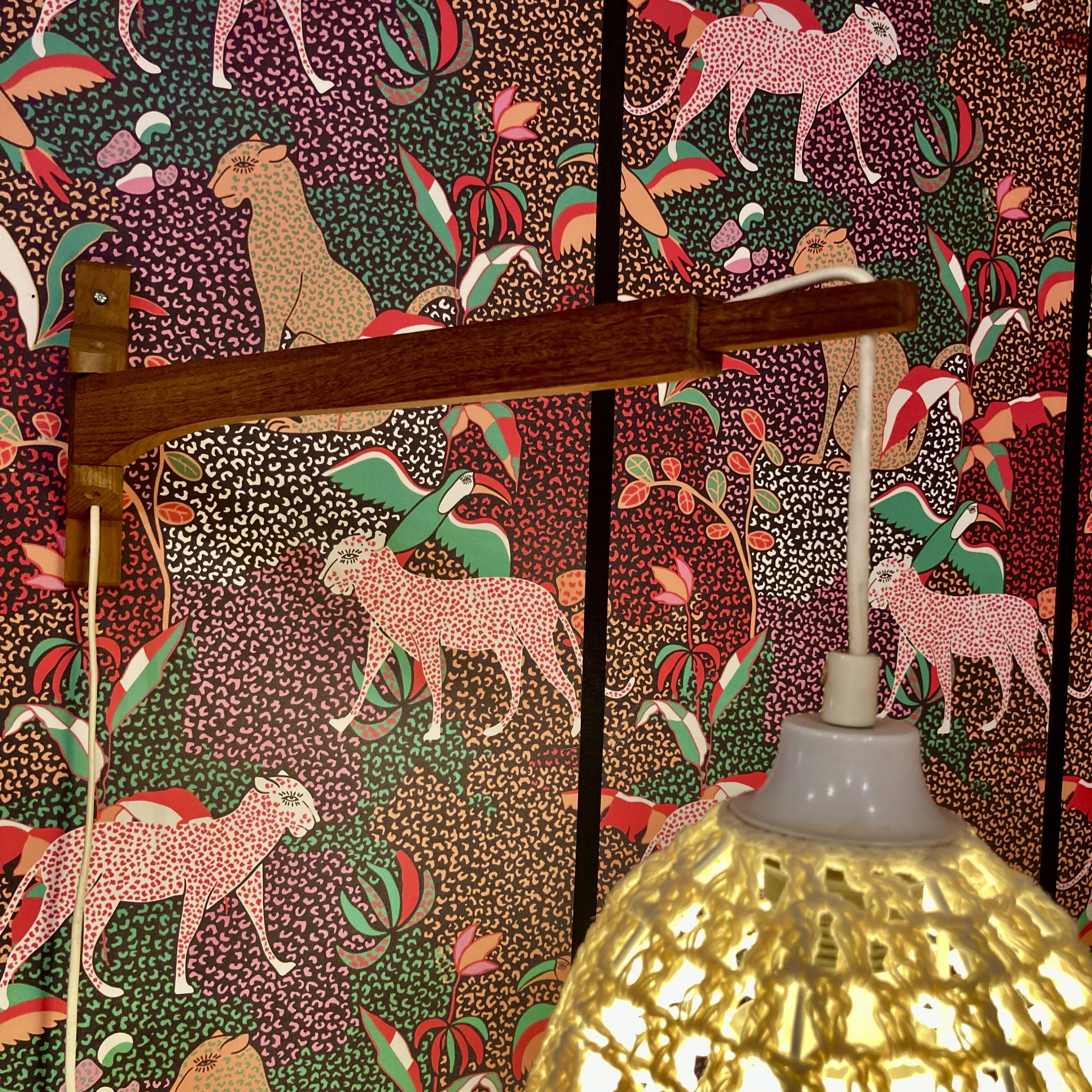 Large modular teak wall light Scandinavian design 1960.