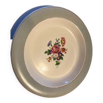 Grande assiette creuse vintage en porcelaine opale de Salins