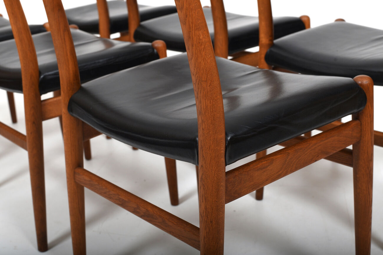 Lot de 6 chaises Hans J. Wegner W2 C.M.Madsen années 1950